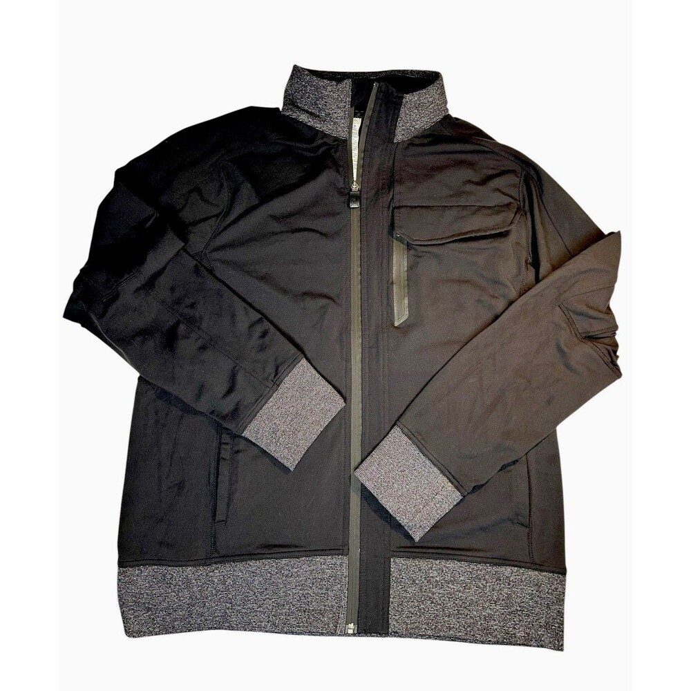 Lululemon Post Gravity Jacket Full Zip Men's XXL Black Nylon Spandex Knit Cuffs